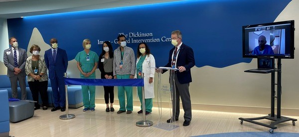 Masked luminaries attend grand opening of the Dickinson Image-Guided Intervention Center