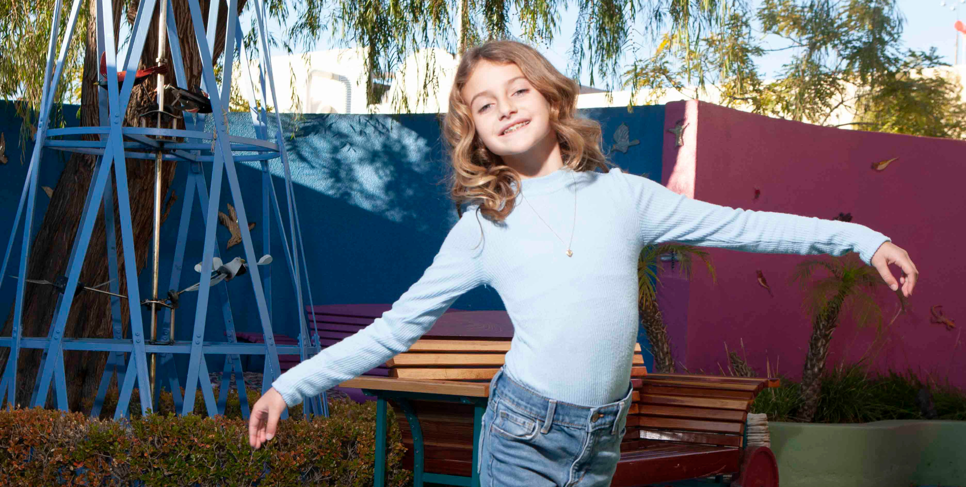 young girl with blue shirt